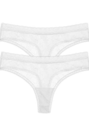 Natori Bliss Allure Lace One Size Thong 2-Pack in White at Nordstrom