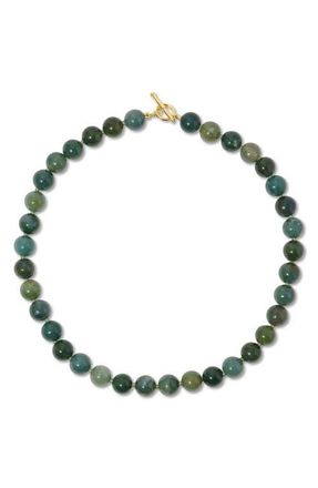 EF Collection Luna 14k Gold Moss Agate Necklace in 14K Yellow Gold at Nordstrom
