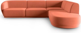 CXL by Christian Lacroix Sofá esquinero modular derecho 5 plazas de terciopelo terracota