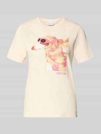 Comma T-Shirt mit Motiv-Print in Offwhite, Gr&ouml;&szlig;e 34