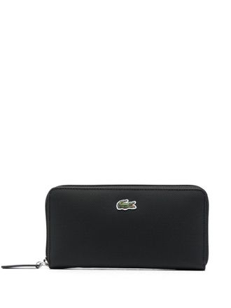 Lacoste crocodile appliqu&eacute; logo wallet - women - PVC/PVC/Polyamide - One Size - Black