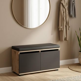 Dmora Zapatero Delphin, Almac&eacute;n Para 8 Pares, Un Estante, 2 Puertas, 80x35x42h Cm Nogal Marr&oacute;n