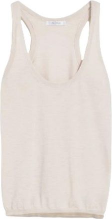 Max Mara Tanktop van pure kasjmiergaren - Dames - Tops zonder mouwen - Beige - M - Kasjmier - Tops