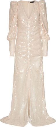 Rotate Maxi-jurk verfraaid met pailletten en pofmouwen - Roze