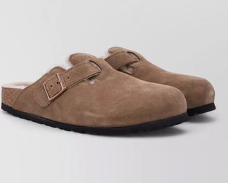 Birkenstock suede shearling clogs
