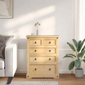 Berkfield Home Beautiful Chest of Drawers Corona 92x48x114 cm Solid Wood Pine in Light Tan | Size: 92 x 48 x 114 cm