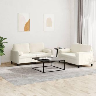vidaXL Juego De Sof&aacute;s Con Cojines 2 Piezas Terciopelo Crema Vidaxl