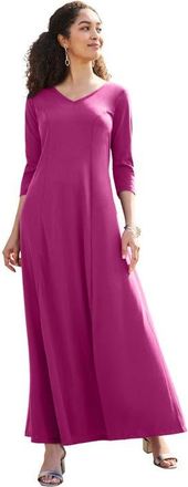 Jessica London Double-V Maxi Dress in Raspberry at Nordstrom, Size 18