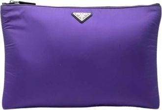 Prada Pre-owned Nylon Clutch - Dames - Vintage Clutch - Paars - ONE Size - Nylon - Vintage