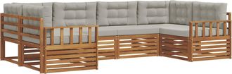 vidaXL Conjunto De Sof&aacute;s De Exterior 6 Uds. Gris Natural Y Claro Vidaxl