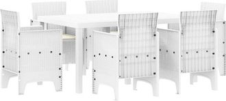 vidaXL Garden Dining Set 7 pcs White Polt rattan vidaXL