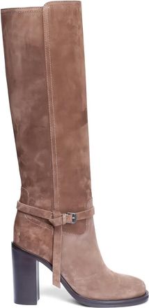 Brunello Cucinelli Stivali in pelle scamosciata con fibbia 100mm - Marrone