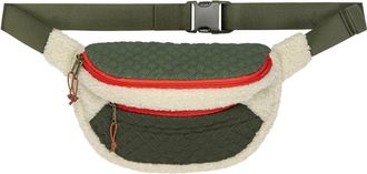 The Great. Womens Plush Colorblock Hip Pack In Cream & Army