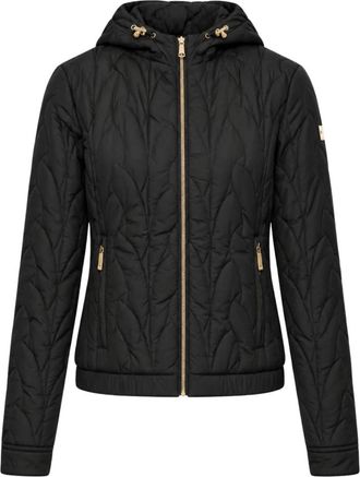 Fracomina Gewatteerd jack met capuchon - Dames - Zomerjassen - Zwart - M - Leer - Jassen