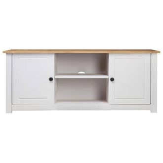 Berkfield Home TV Cabinet White 120x40x50 cm Solid Pine Wood Panama Range | Size: 120 x 40 x 50 cm