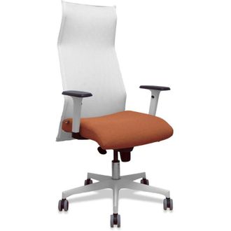 Piqueras y Crespo Sill&oacute;n Albacete Malla Blanco Bali Marr&oacute;n Brazos Blancos Base Blanca Ruedas Parqu&eacute; 65mm