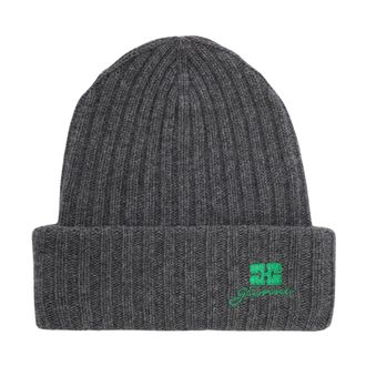 Ganni Beanies, female, Gray, Size: ONE SIZE Future Wool Knit Beanie