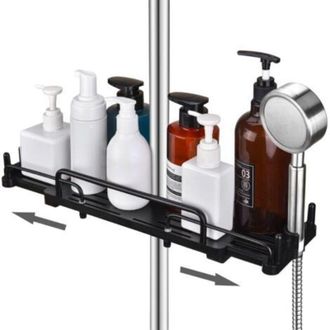 OEM Estante De Ducha Telesc&oacute;pico Jalleria, No Requiere Taladrar - 32-48 Cm, Compatible Con Barras De 18-25 Mm, Negro