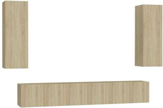 vidaXL 5 Piece TV Cabinet Set Sonoma Oak Engineered Wood vidaXL