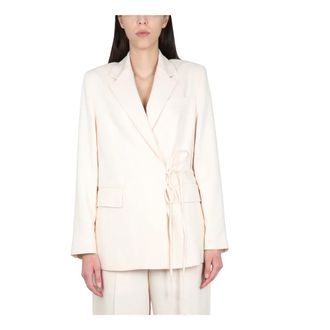 Msgm Blazers, female, Beige, Size: S Giacca Jacket