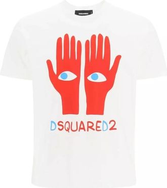 Dsquared2 Wit Katoenen T-Shirt - Heren - T-shirts - Wit - L - Katoen - Tops