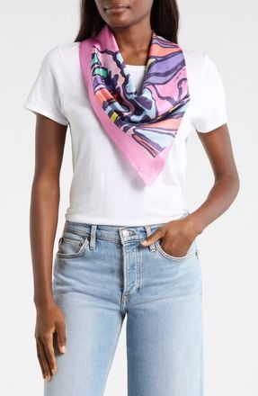 Kurt Geiger Butterflies Silk Twill Square Scarf in Pink at Nordstrom