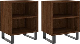 vidaXL Vidaxl - Mesita de noche 2 uds madera ingeniería roble marrón 40x30x50cm