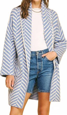 Pinch Design Diagonal Stripe Pattern Cardigan In Blue
