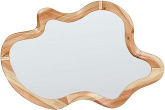 Beliani Wood Frame Wall Mirror Decorative Wall Accent Piece 89 x 49 cm Light Wood Drevant