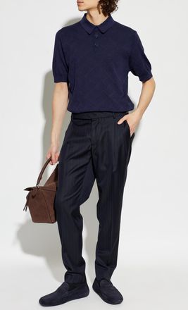 Dolce & Gabbana Wool Pleated Trousers, Mens, Navy Blue