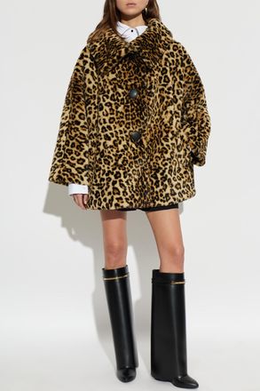 Givenchy Coat With Animal Print, Womens, Brown