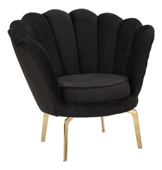 Mauro Ferretti Sill&oacute;n de tela negra con patas doradas 83x76x78 cm