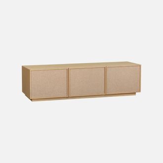 Sweeek Mueble De Tv Efecto Madera Y Tela Con 3 Puertas, 180cm
