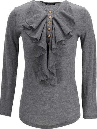 Balmain Balmain trui met ruches in grijze wol