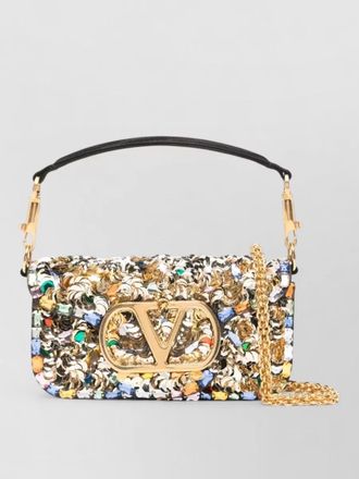 Valentino Garavani vlogo signature small silk embellished clutch bag
