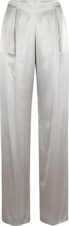 Alberta Ferretti High-Waisted Satin Trousers With Pleats And Side Zip