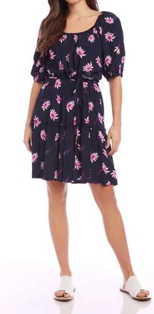 Karen Kane Darling Daisy Tiered Short Dress In Navy
