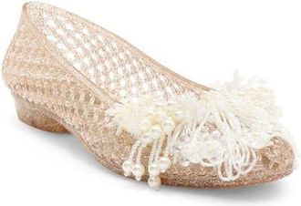 Jeffrey Campbell Whimzy Jelly Flat in Rosegold Natural Pearl at Nordstrom, Size 10