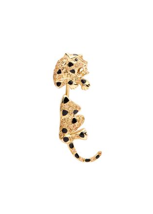 Yvonne Léon Puce & Dessous Leopard 9kt Gold Single Earring - Black - One Size