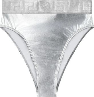 Versace Metallic Bikini Bottoms - Dames - Bikinis - Grijs - S - Polyester - Badmode