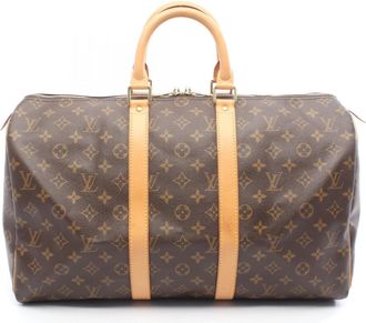 Louis Vuitton Brown Coated Canvas Leather Boston Bag (Pre-Owned)