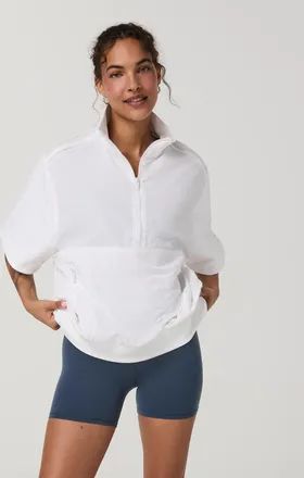 Vuori Clothing Retrograde Short Sleeve Half Zip Jacket | White | XS, Size Extra Small