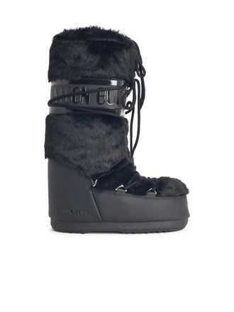 Moon Boot Black Faux Bur Boots