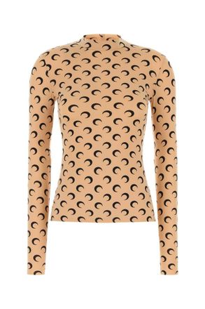 Marine Serre Beige Mock Collar Top