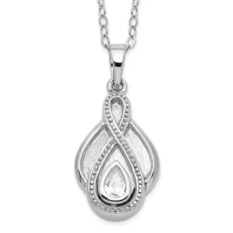 Diamond2Deal Sterling Silver Cubic Zirconia Tear Of Strength Ash Holder Necklace
