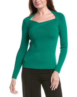 Elie Tahari Novelty Wrap Neck Top