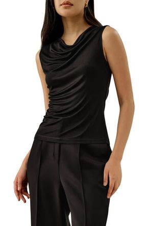 LilySilk Silk Jersey Cowl-neck Sleeveless Top in Black at Nordstrom, Size X-Small