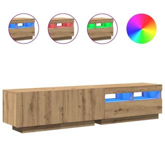 Berkfield Home TV Cabinet with LED Lights Artisan Oak 180x35x40 cm Engineered Wood in Brown | Size: 180 x 35 x 40 cm