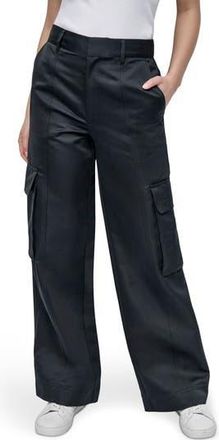 DKNY High Waist Wide Leg Cargo Pants in Black at Nordstrom Rack, Size 10