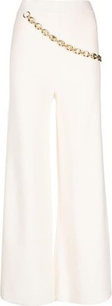 Paco Rabanne chainmail-detail wool-cashmere trousers - women - Merino/Polyamide/Cashmere/Elastane - M - White